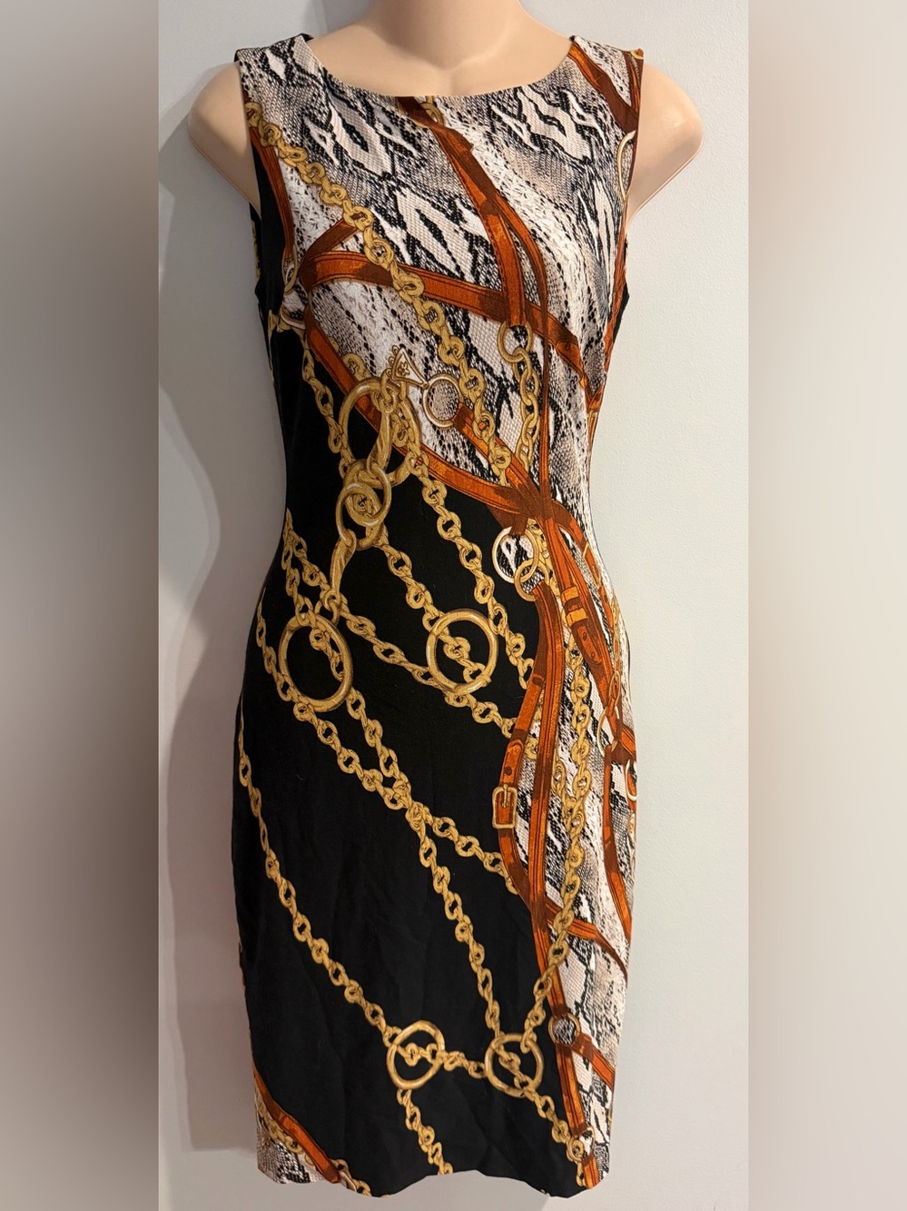 CACHE Equestrian Chain Snake Pencil Dress Y2K Size XS